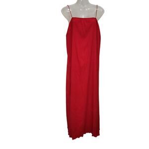 Wild Fable Sleeveless Square Neck Straight Midi Dress Plisse Red Fabric Size 3X